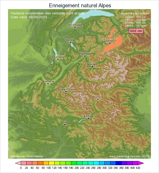 Carte enneigement Alpes