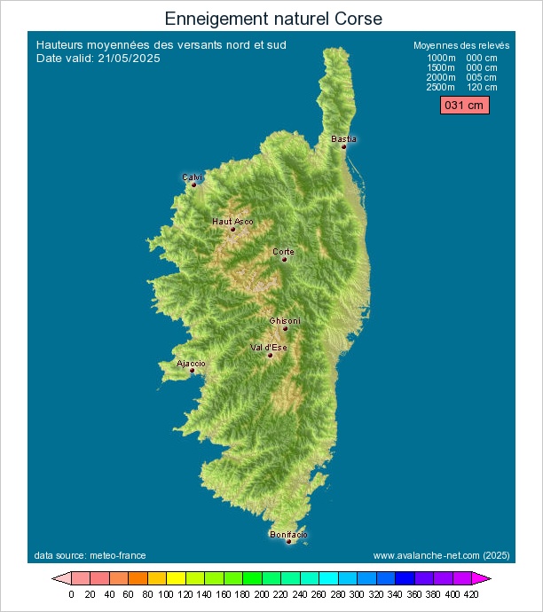 Carte enneigement Corse