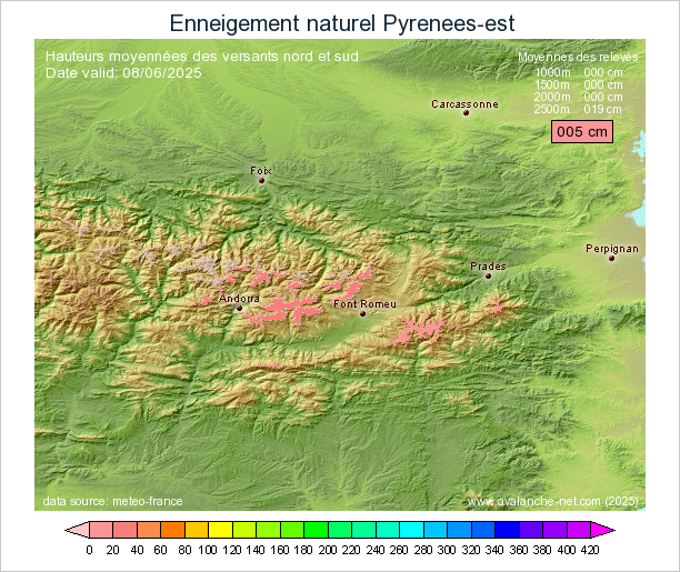 Carte enneigement Pyrenees Est