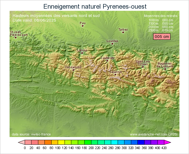 Carte enneigement Pyrenees Ouest